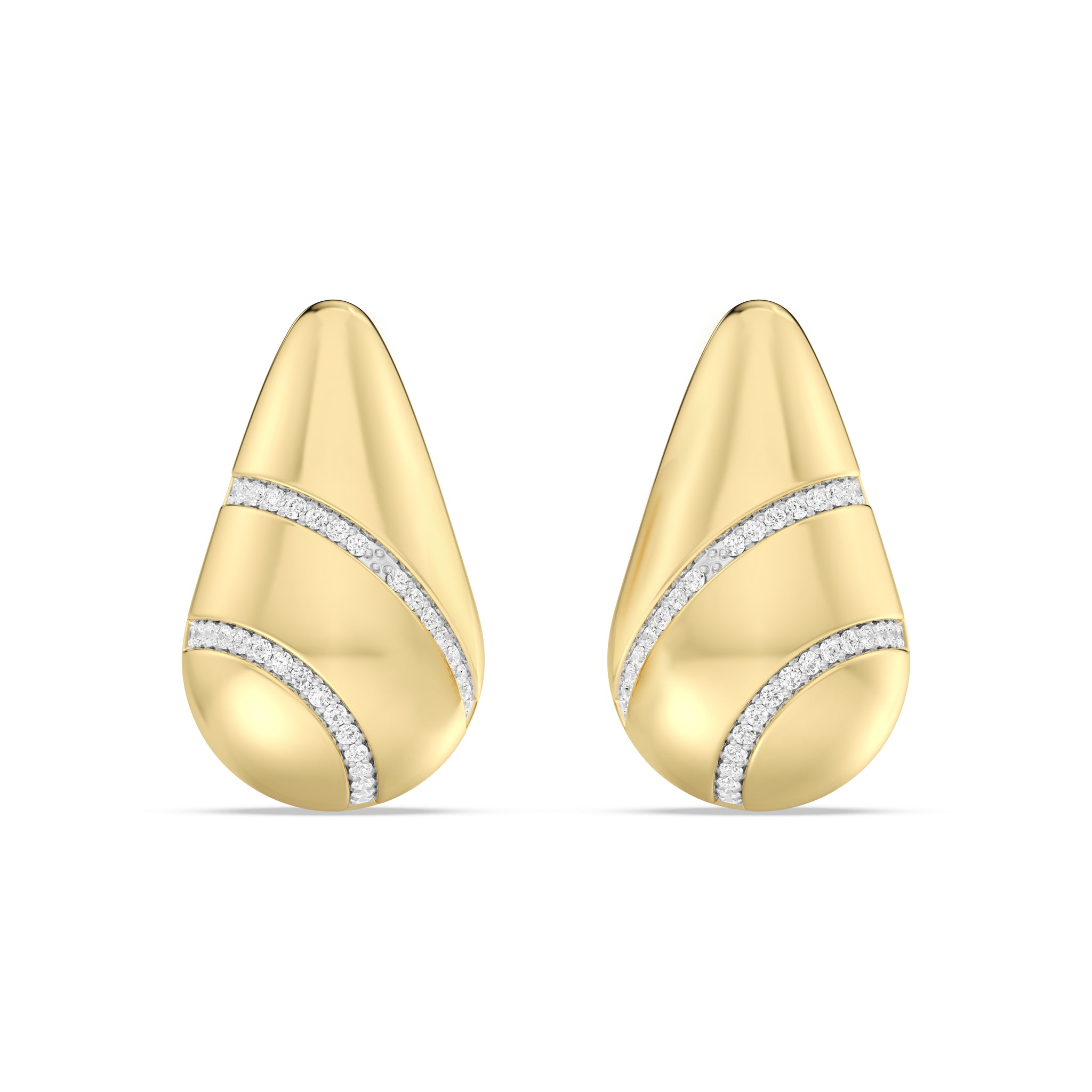LAB GROWN BOLD PASELY EARRING WITH DIAMOND STRIPS  IN 10KT GOLD  (0.25 CTW )