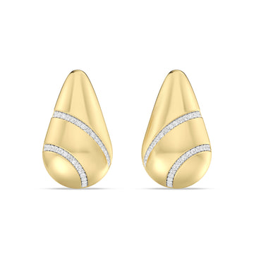 LAB GROWN BOLD PASELY EARRING WITH DIAMOND STRIPS  IN 10KT GOLD  (0.25 CTW )
