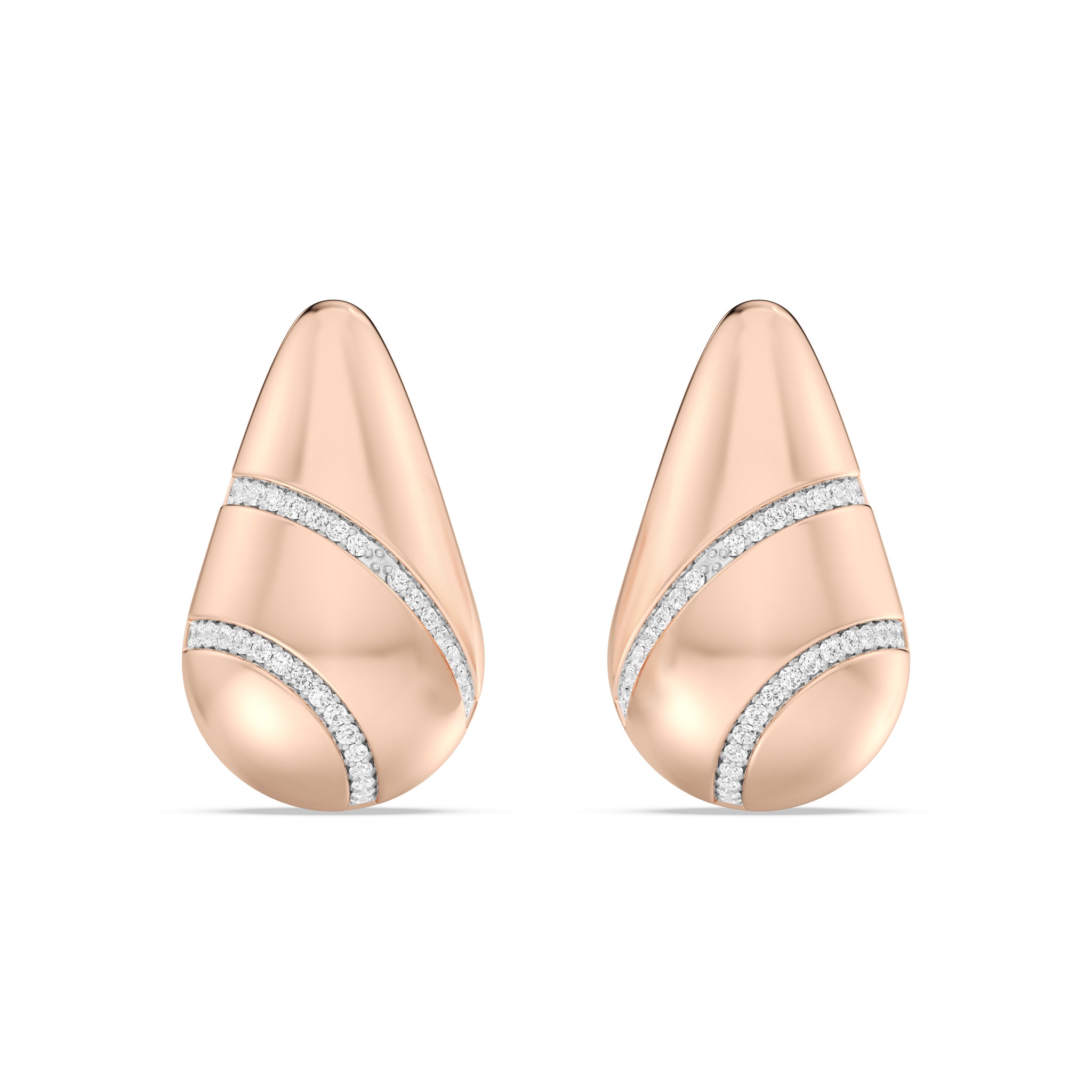 LAB GROWN BOLD PASELY EARRING WITH DIAMOND STRIPS  IN 10KT GOLD  (0.25 CTW )