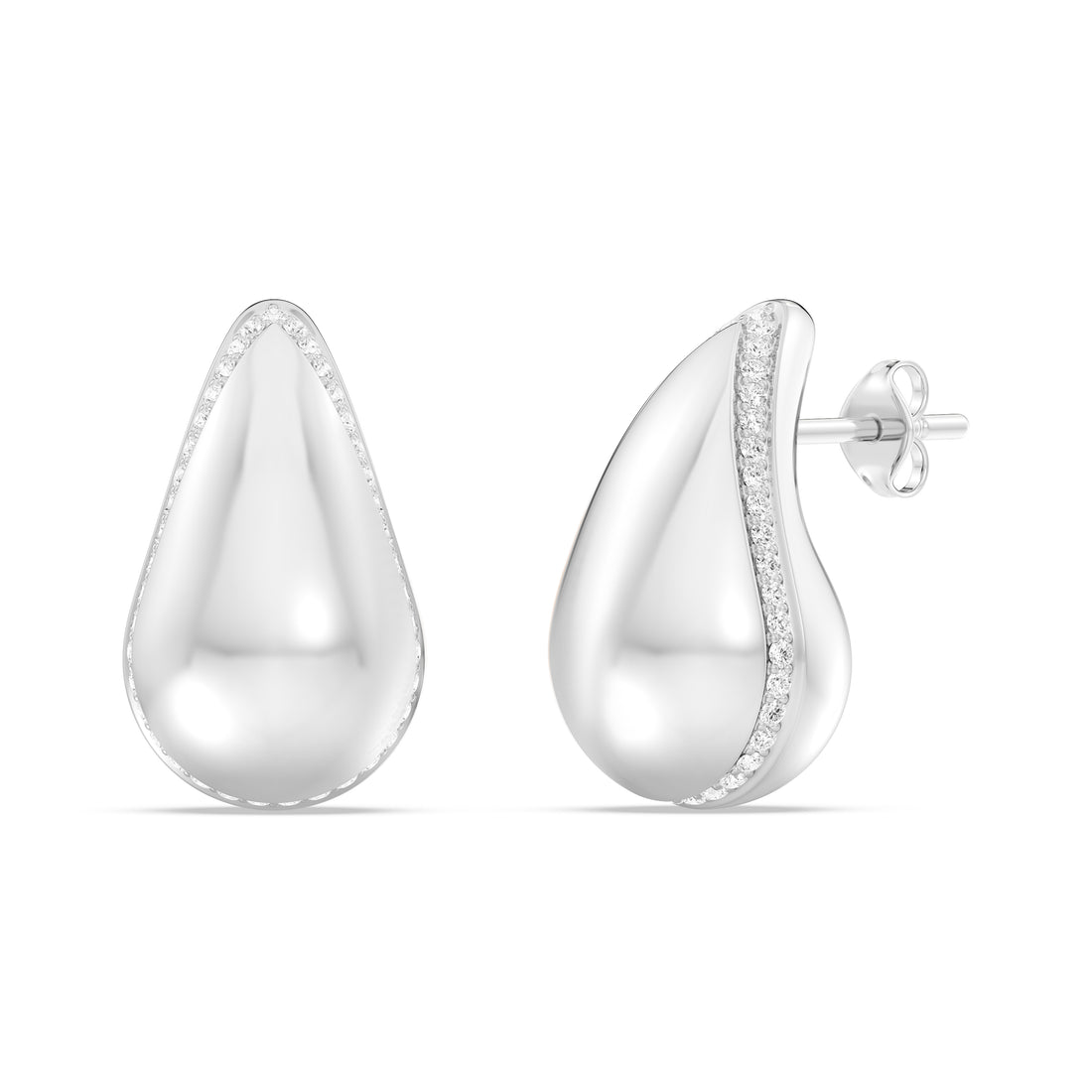 0.50  CTW LAB GROWN BOLD  PAISLEY EARRING WITH DIAMOND LINE