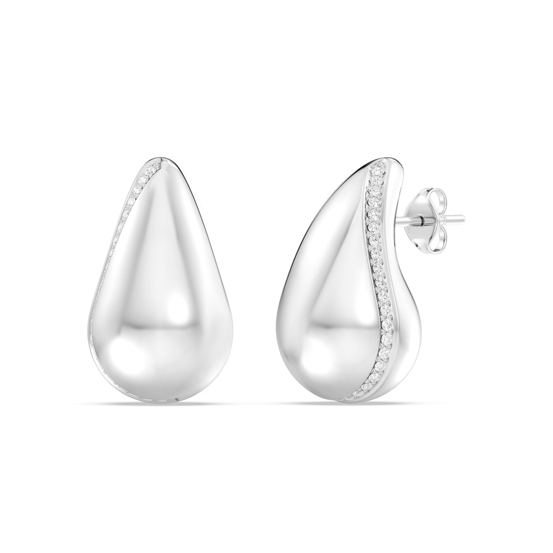 0.25  CTW LAB GROWN BOLD  PAISLEY EARRING WITH DIAMOND ROW