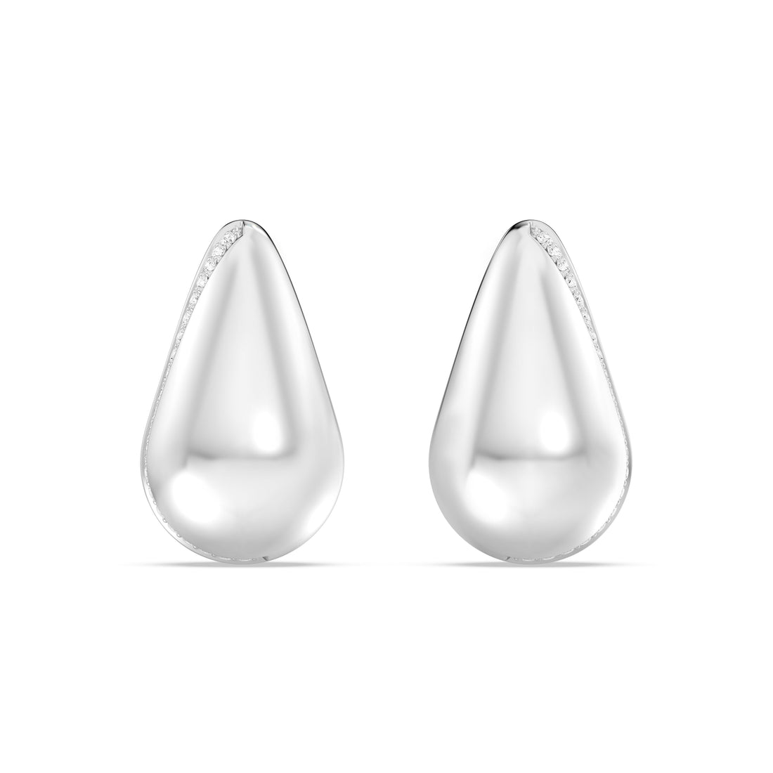 LAB GROWN BOLD LEAF EARRING WITH DIAMOND LINE   IN 10KT GOLD  (0.25 CTW )