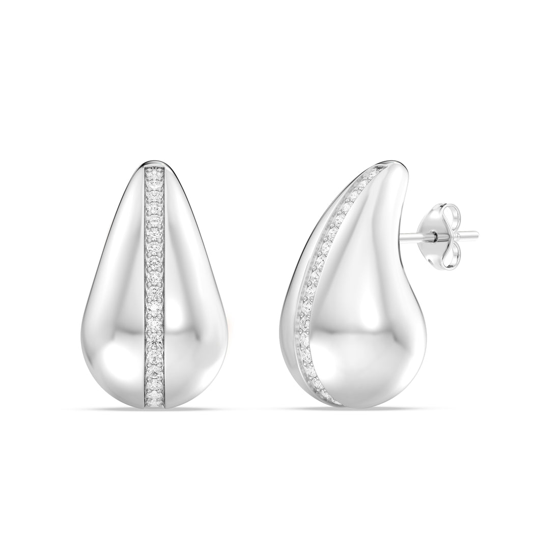 0.33 CTW LAB GROWN BOLD  PAISLEY EARRING WITH DIAMOND ROW