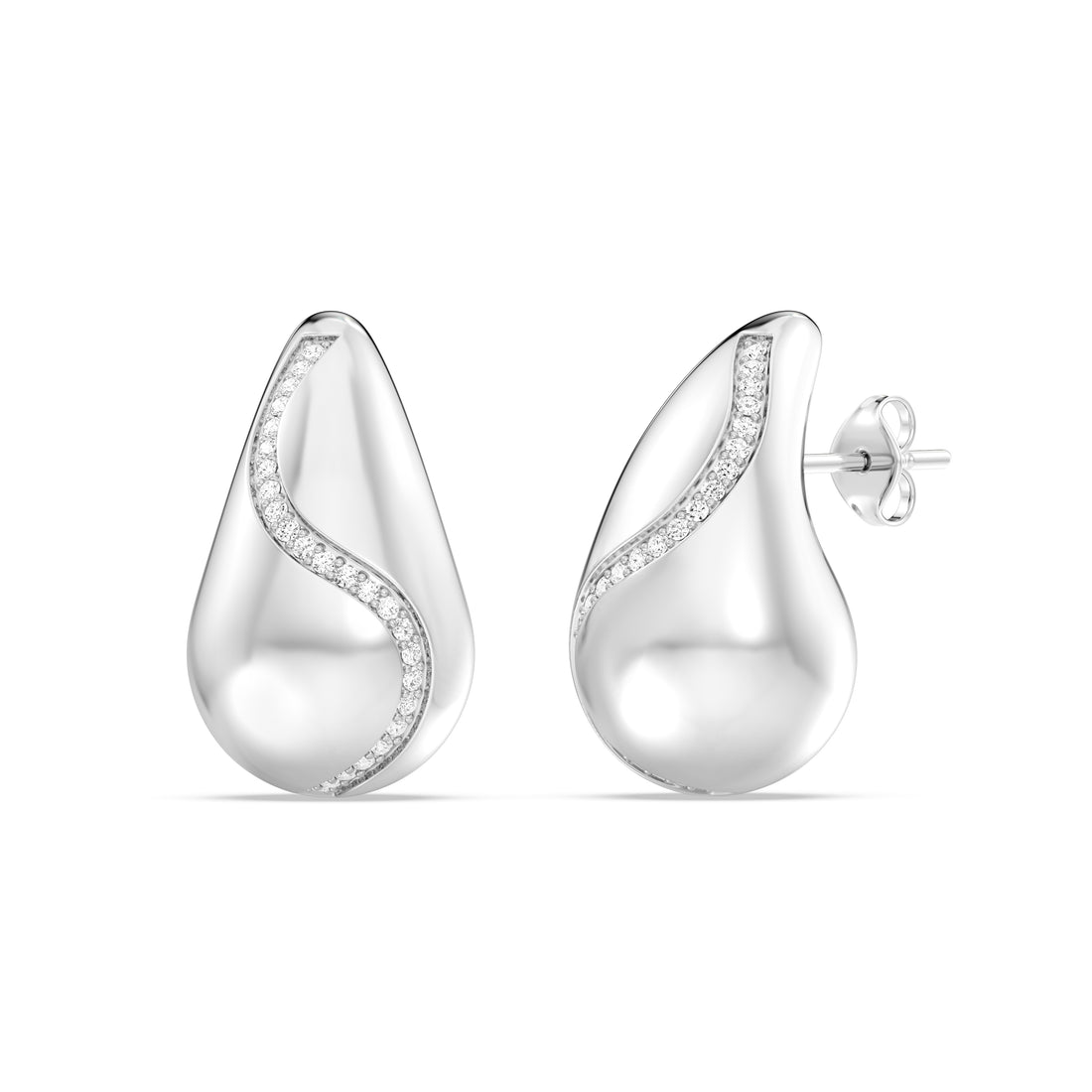 0.25 CTW LAB GROWN BOLD  PAISLEY EARRING WITH DIAMOND SWIRL