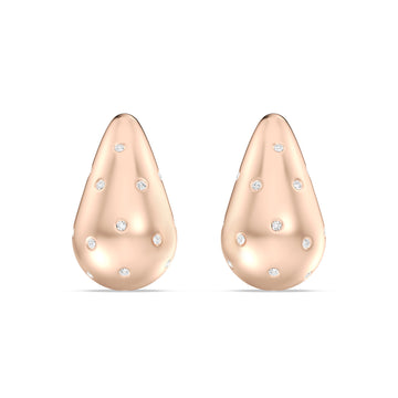 LAB GROWN BOLD LEAF EARRING WITH  LUCKY DIAMOND  IN 10KT  (0.25 CTW )