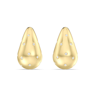 LAB GROWN BOLD LEAF EARRING WITH  LUCKY DIAMOND  IN 10KT  (0.25 CTW )