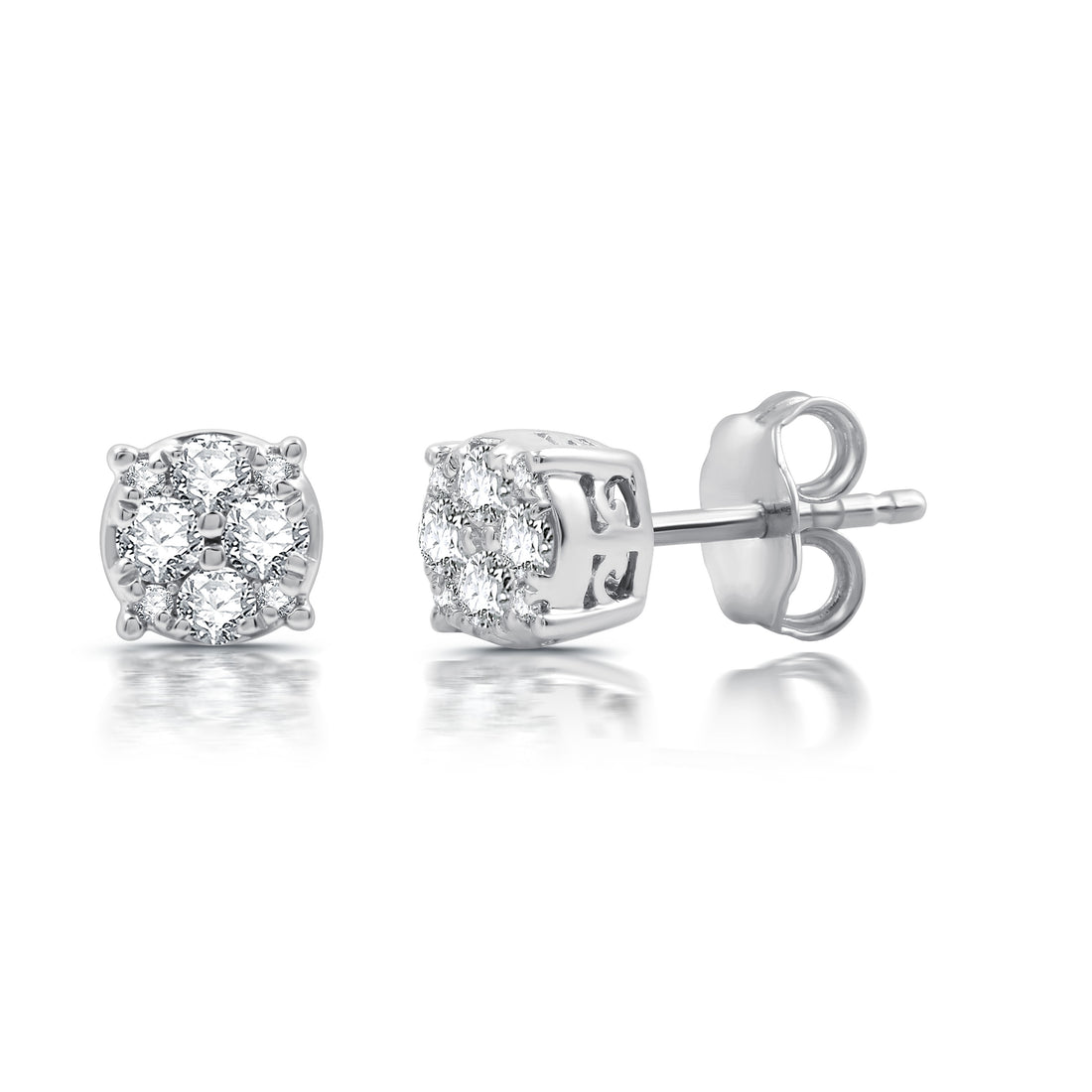 0.40 CTW Diamond Cluster Stud Earrings  Timeless Classic