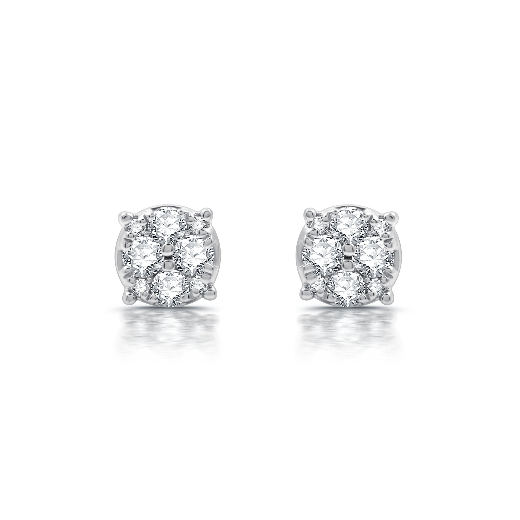 0.40 CTW Diamond Cluster Stud Earrings – Timeless Classic Design