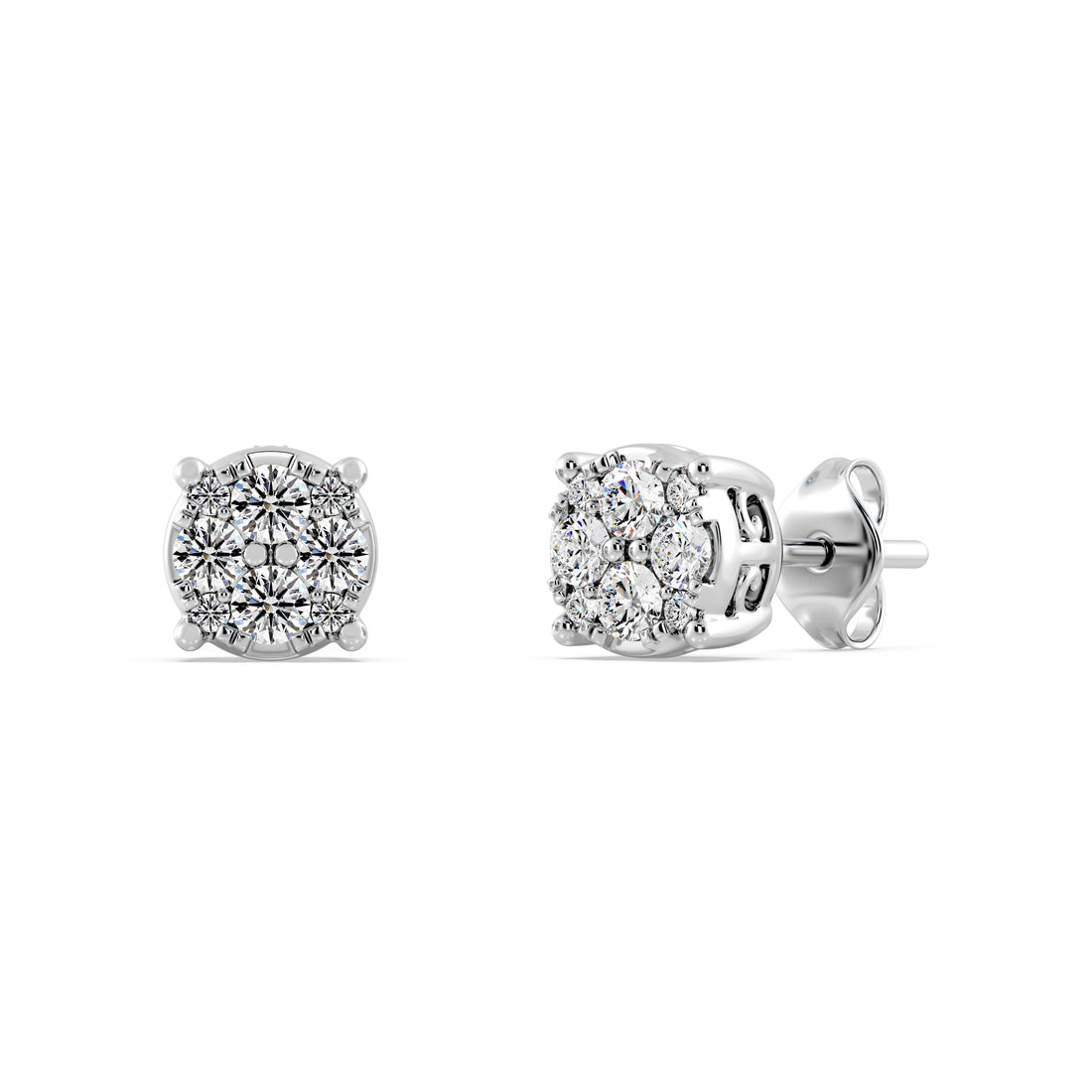 0.40 CTW Diamond Cluster Stud Earrings  Timeless Classic