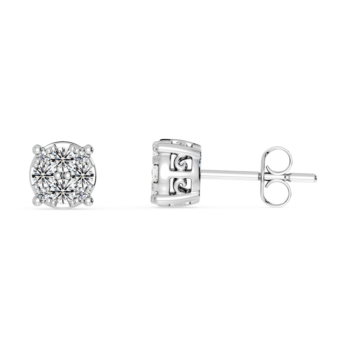 0.40 CTW Diamond Cluster Stud Earrings – Timeless Classic Design