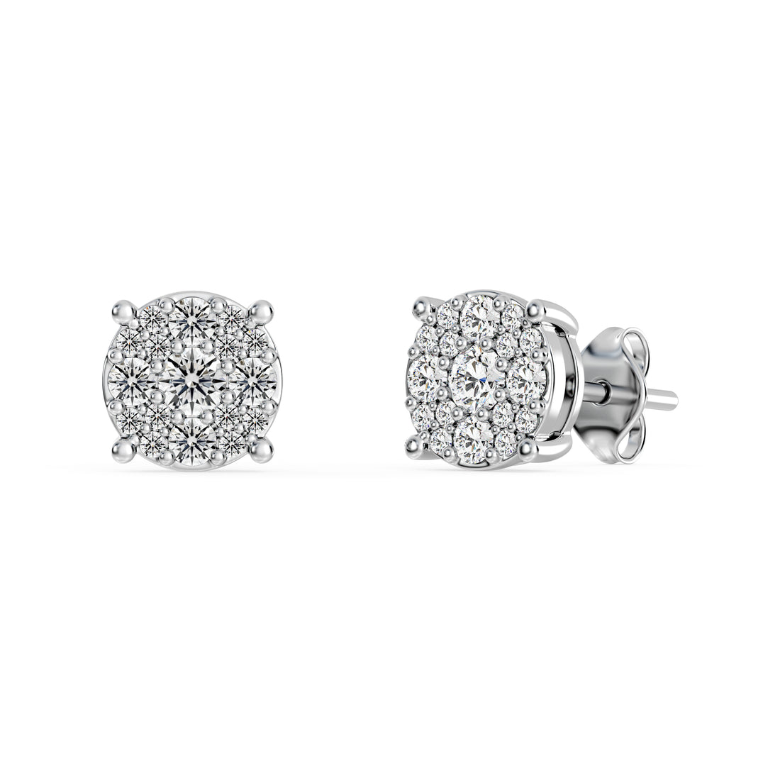 0.50 CTW Diamond Cluster Stud Earrings  Timeless Classic