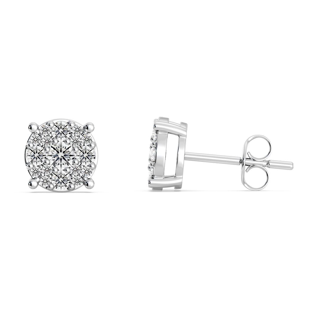 0.50 CTW Diamond Cluster Stud Earrings – Timeless Classic Design