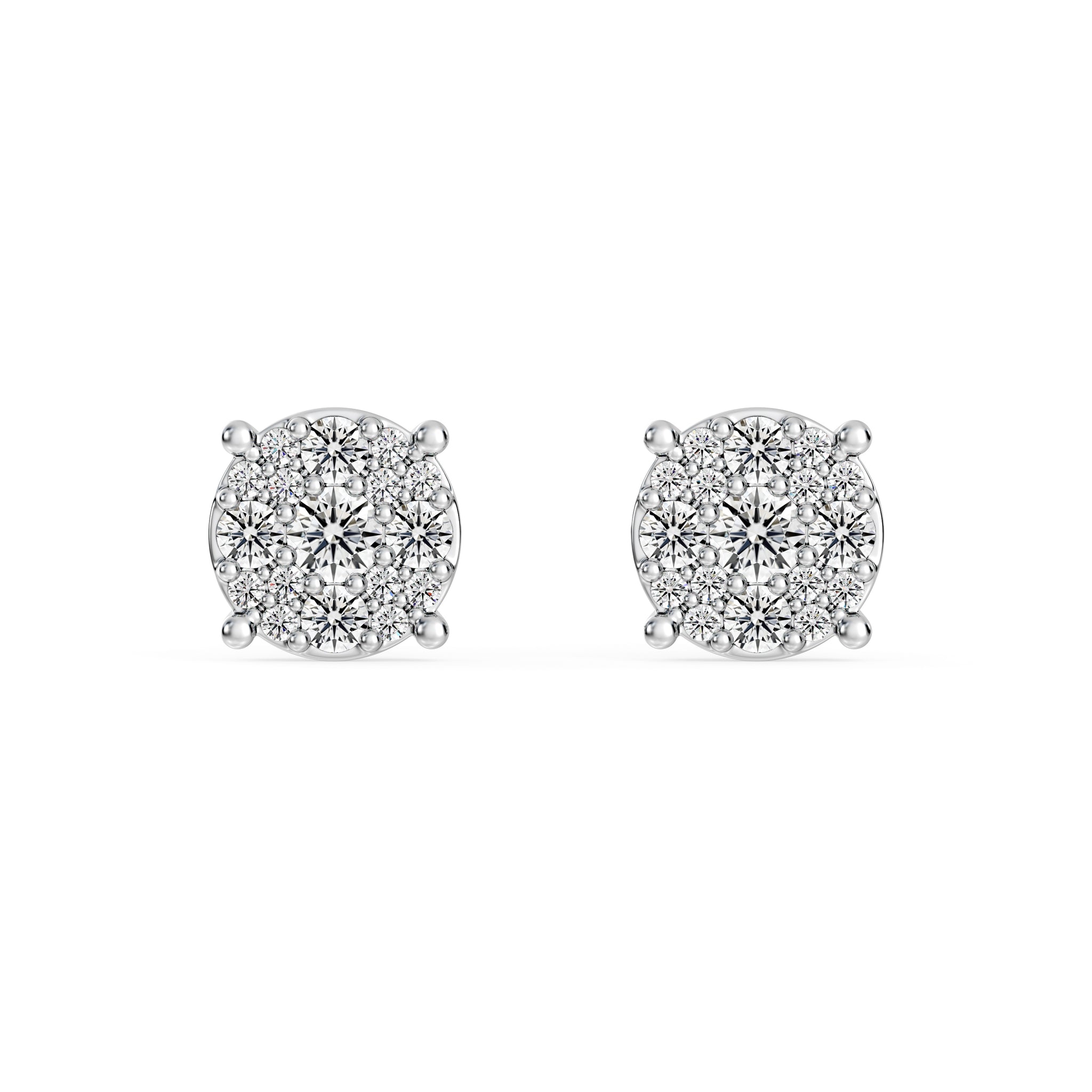 0.50 CTW Diamond Cluster Stud Earrings – Timeless Classic Design