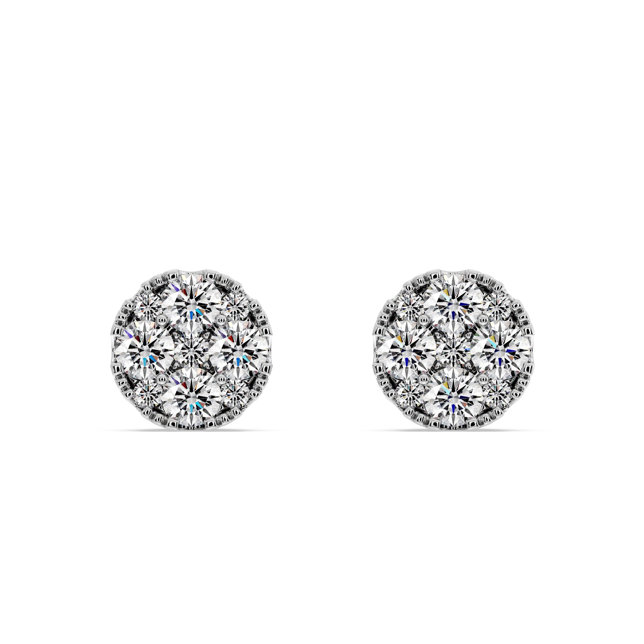 1.00 CTW Diamond Cluster Stud Earrings – Timeless Classic Design