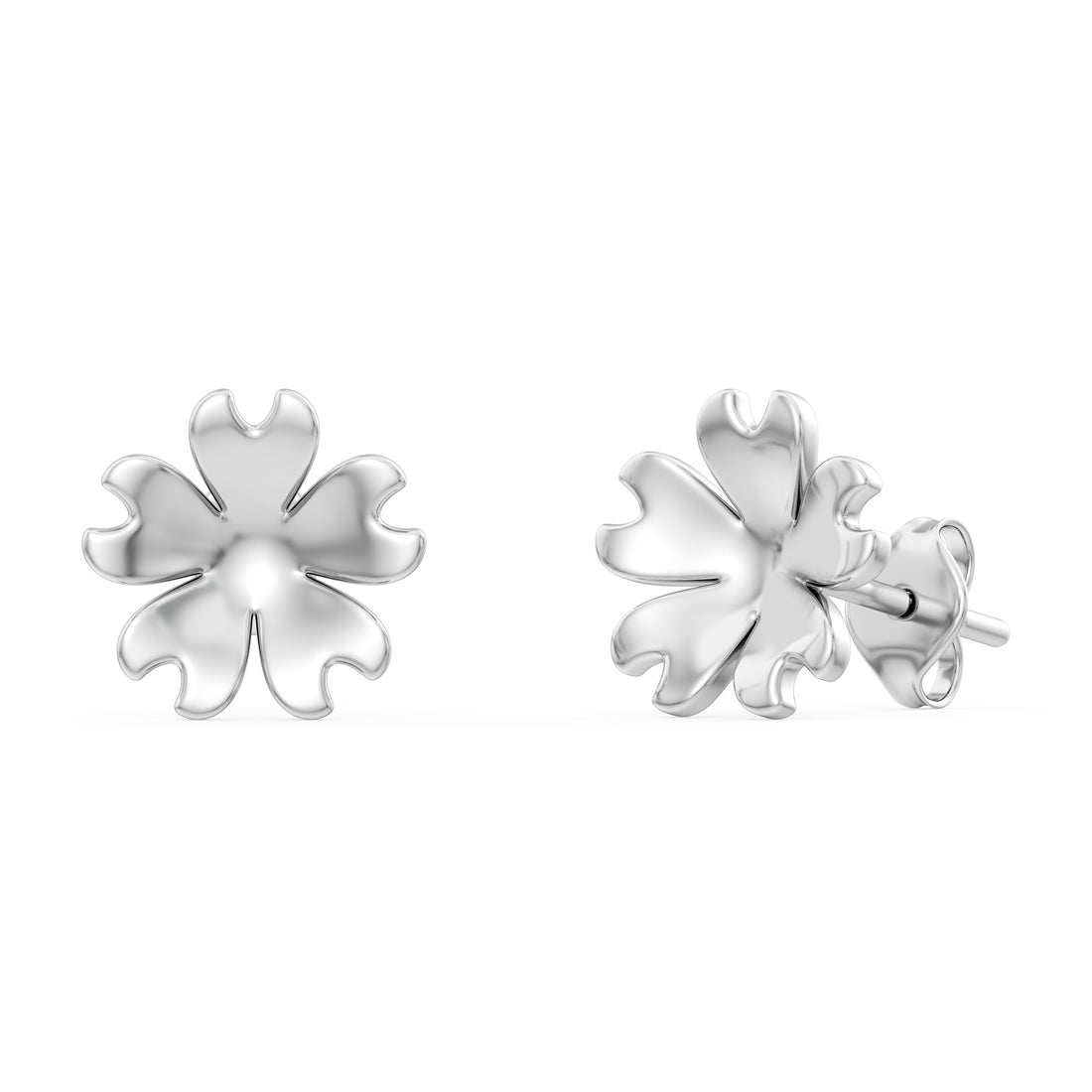 5 Petal Flower Earrings Crafted in Precious Metal