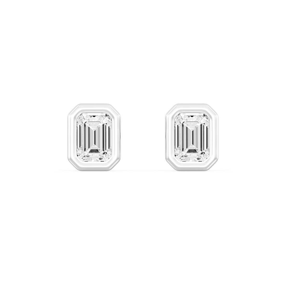 1.00 Carat EMARALD  SHAPE Cut Lab -Diamond Bazel Set Earring in Gold