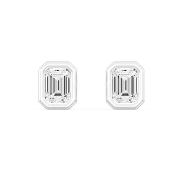 2.00 Carat EMARALD  SHAPE Cut Lab -Diamond Bazel Set Earring in Gold