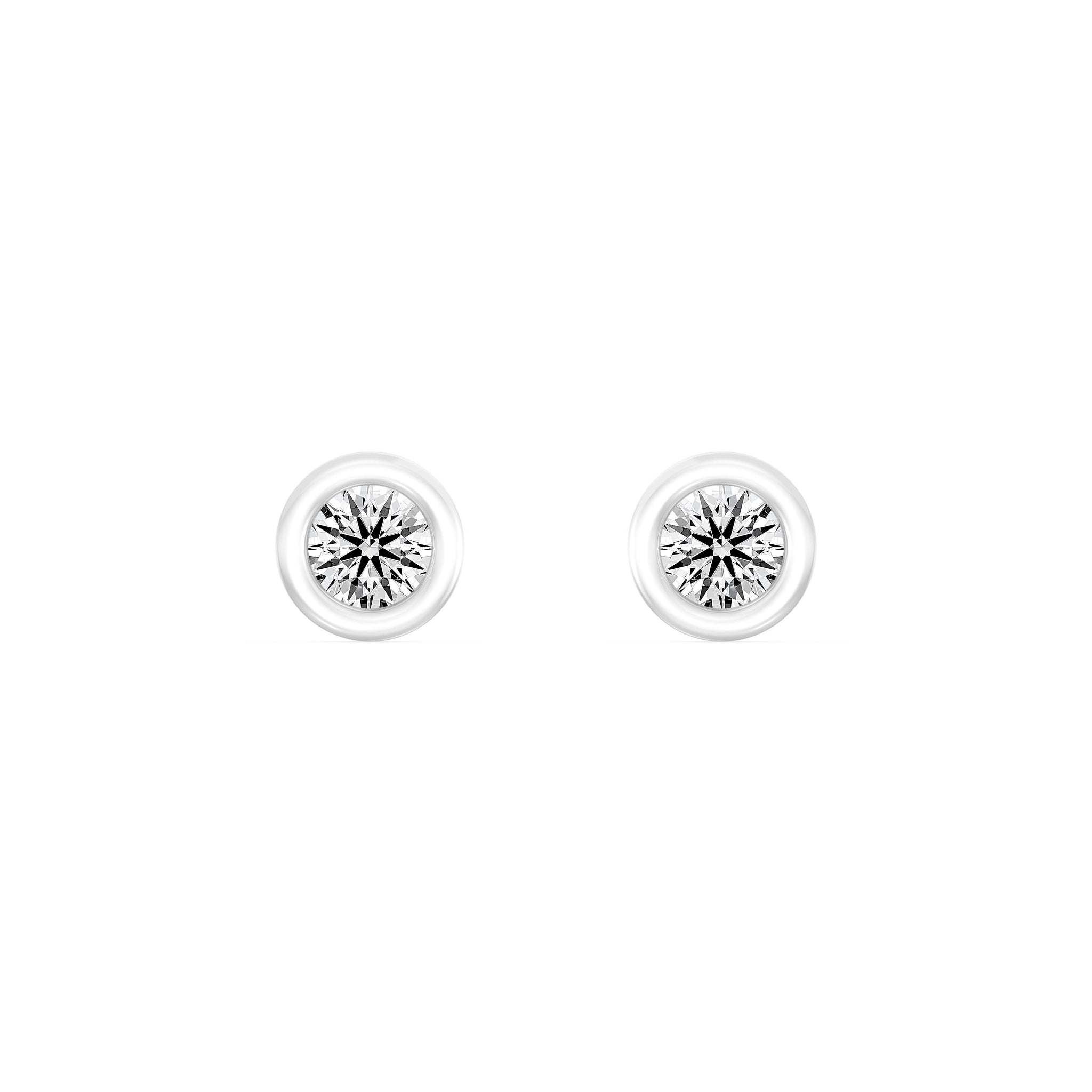 1/4 Carat ROUND SHAPE Cut Lab -Diamond Bazel Set Earring in Gold