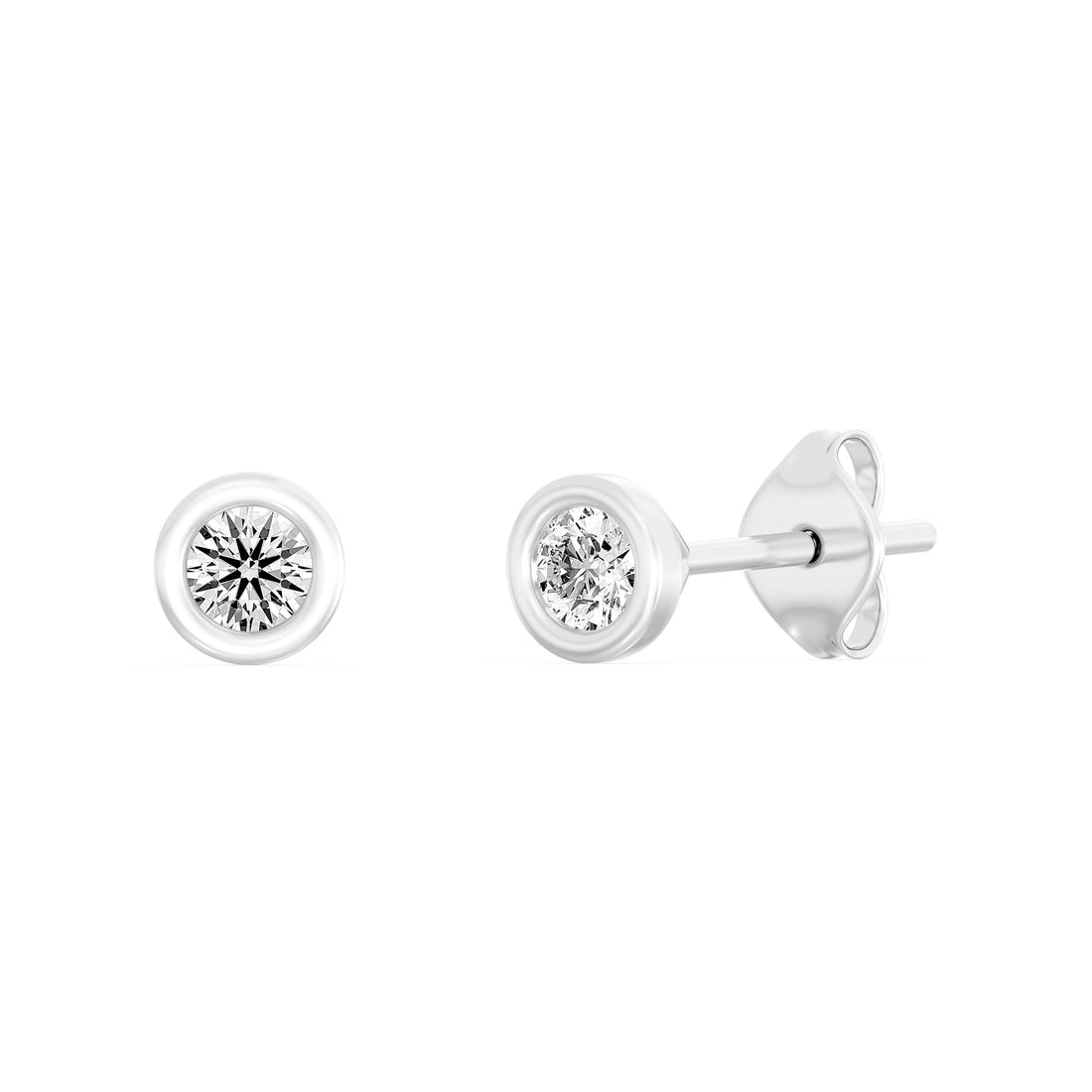 1/4 Carat ROUND SHAPE Cut Lab -Diamond Bazel Set Earring in Gold