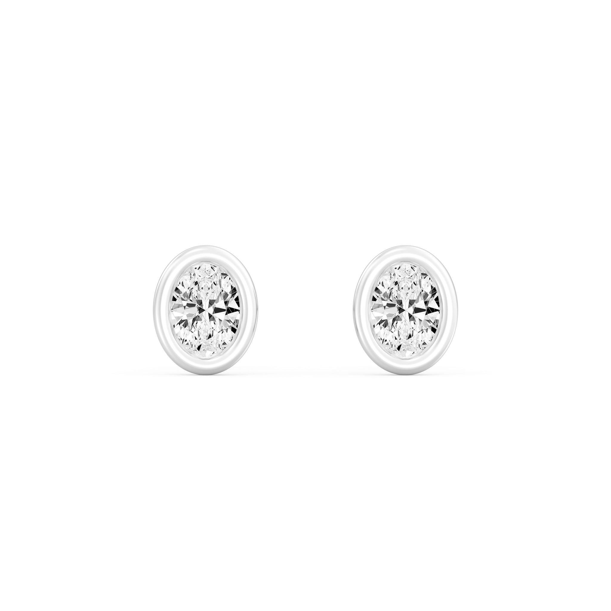 0.50  Carat OVAL  SHAPE Cut Lab -Diamond Bazel Set Earring in Gold