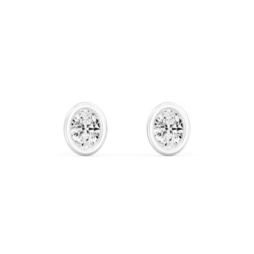 0.50  Carat OVAL  SHAPE Cut Lab -Diamond Bazel Set Earring in Gold