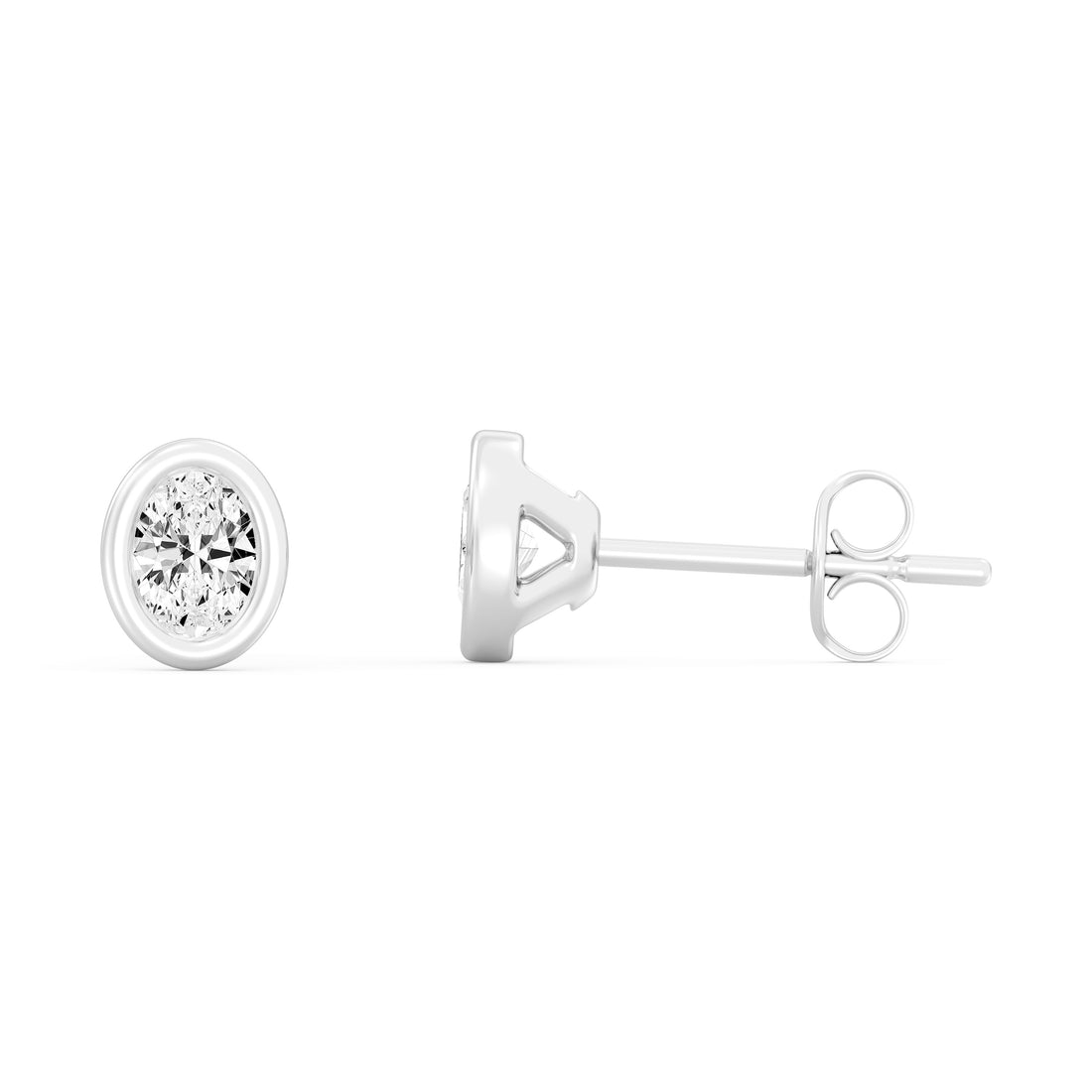 0.50  Carat OVAL  SHAPE Cut Lab -Diamond Bazel Set Earring in Gold