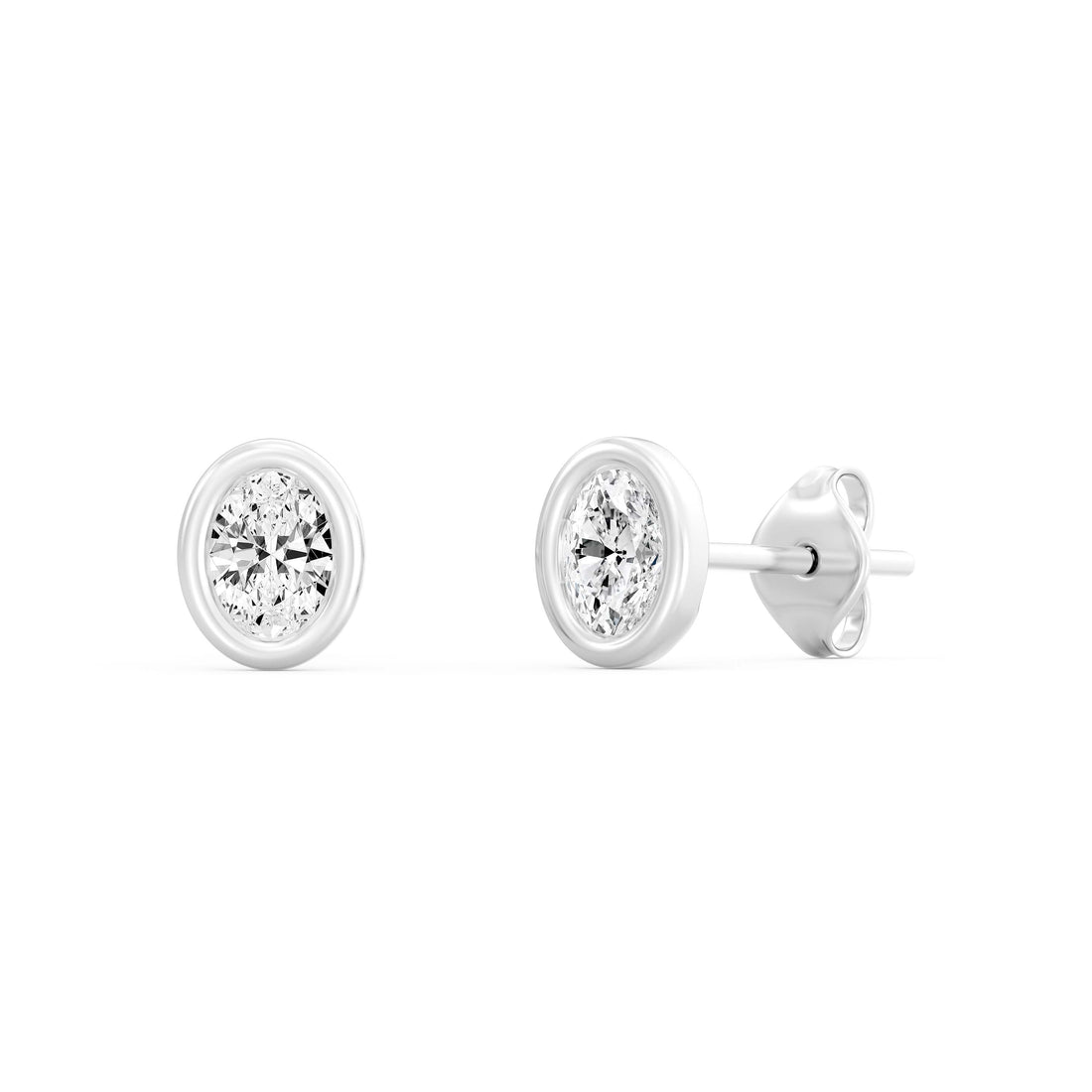 0.50  Carat OVAL  SHAPE Cut Lab -Diamond Bazel Set Earring in Gold