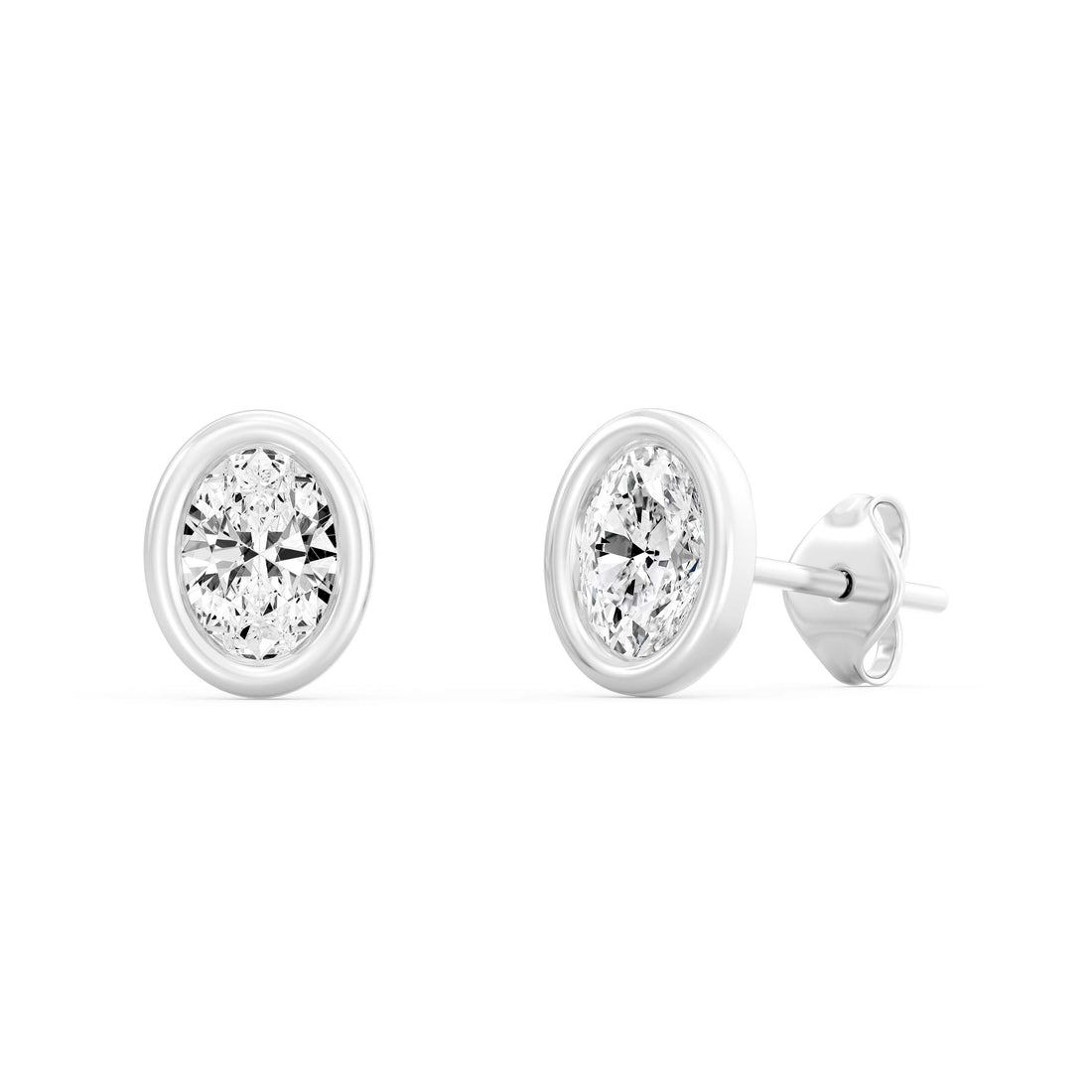 1.00  Carat OVAL  SHAPE Cut Lab -Diamond Bazel Set Earring in Gold