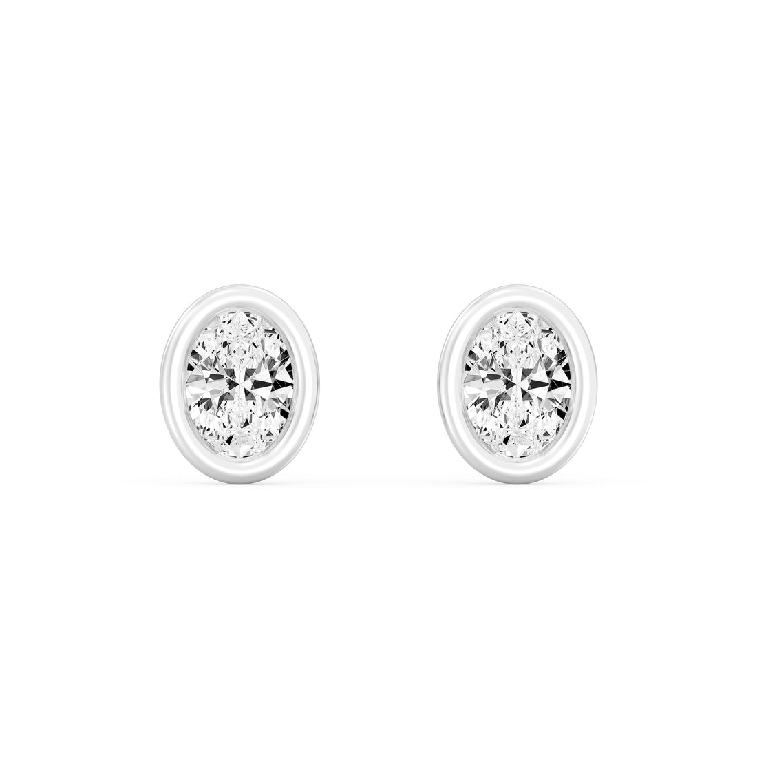 1.00  Carat OVAL  SHAPE Cut Lab -Diamond Bazel Set Earring in Gold