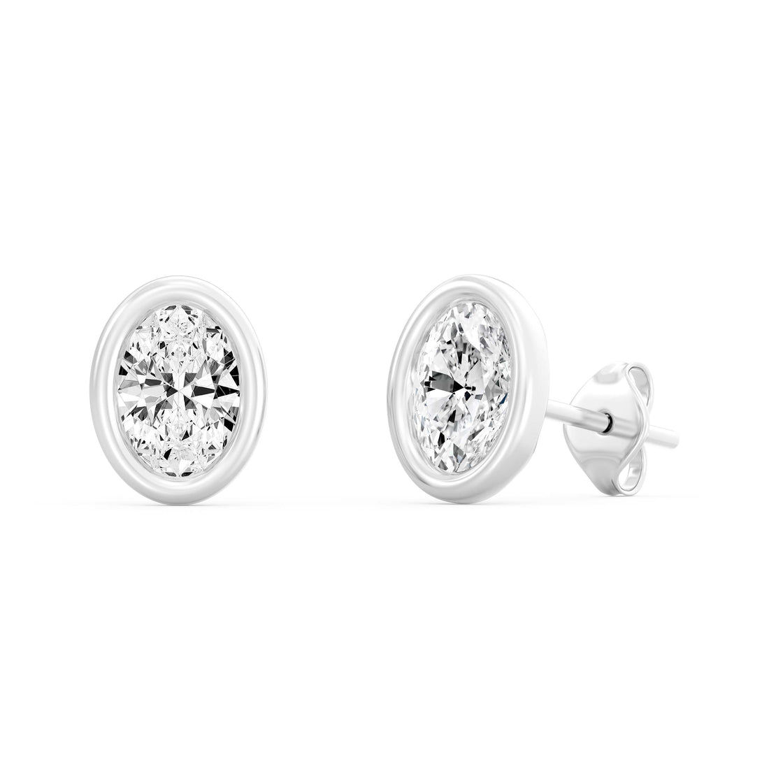 1.50 Carat OVAL  SHAPE Cut Lab -Diamond Bazel Set Earring in Gold