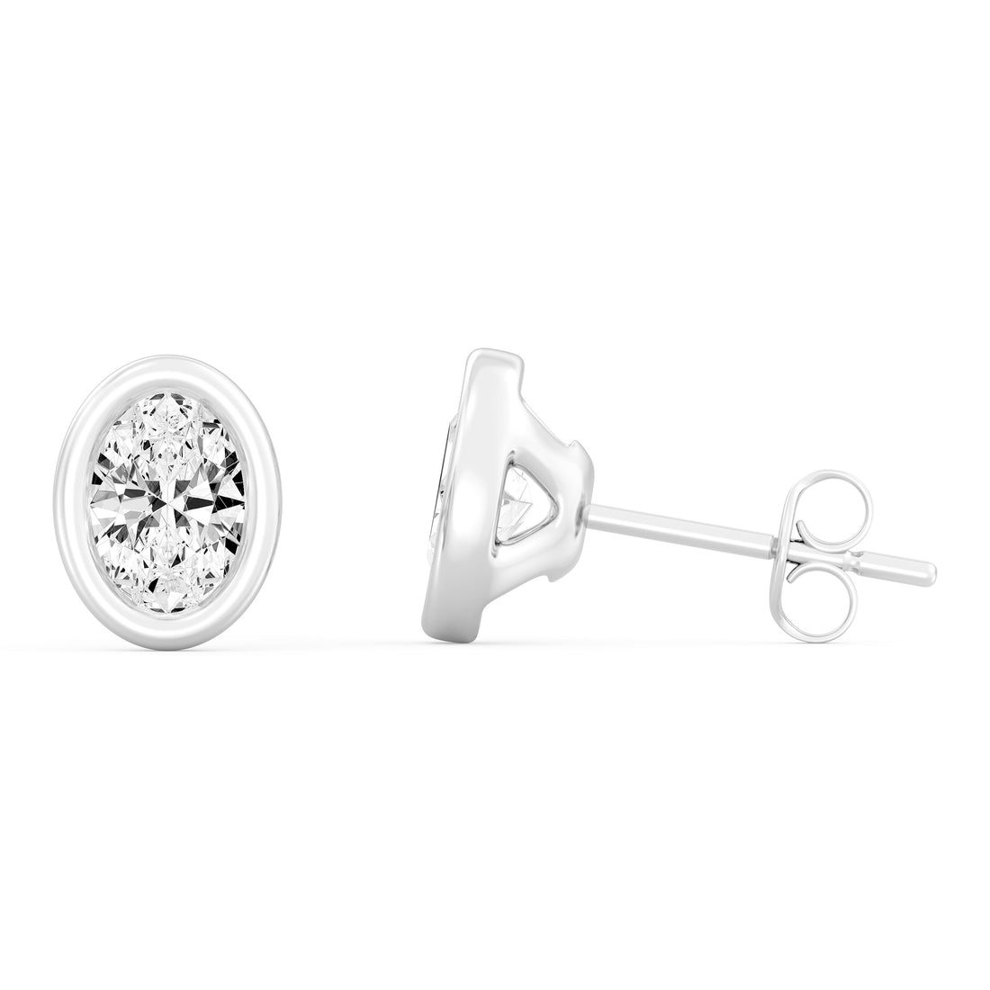2.00 Carat OVAL  SHAPE Cut Lab -Diamond Bazel Set Earring in 10kt Gold