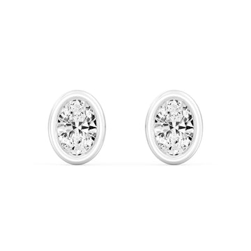 2.00 Carat OVAL  SHAPE Cut Lab -Diamond Bazel Set Earring in 10kt Gold