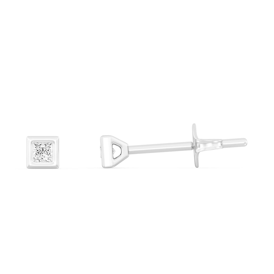 1/10 Carat Princess Cut Lab -Diamond Bazel Set Earring