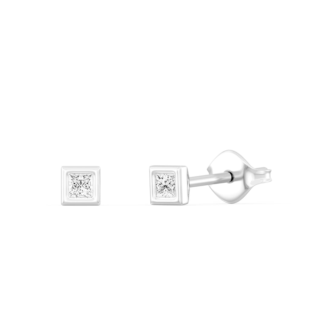 1/10 Carat Princess Cut Lab -Diamond Bazel Set Earring