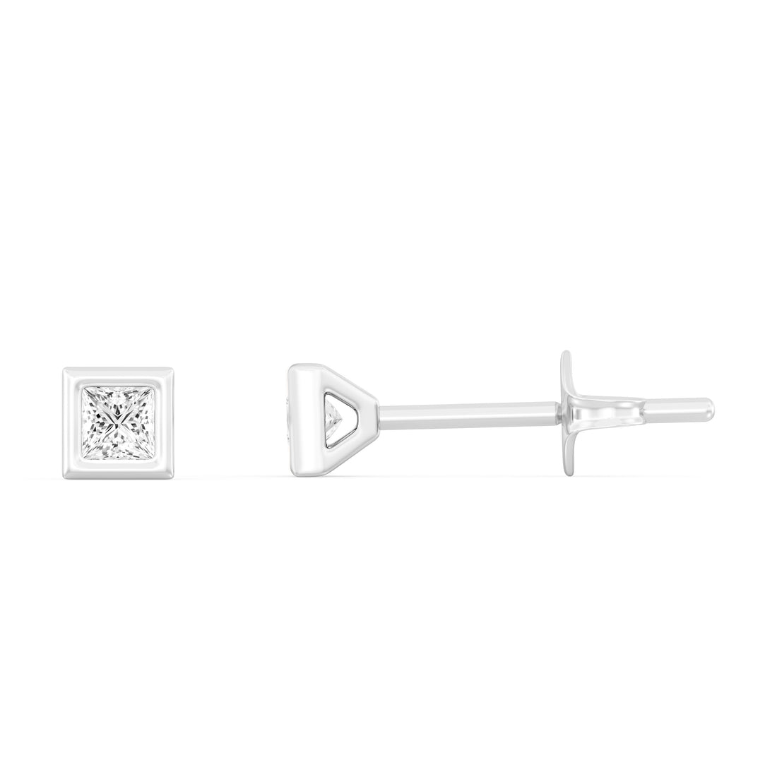 1/5.Carat Princess Cut Lab -Diamond Bazel Set Earring in Gold