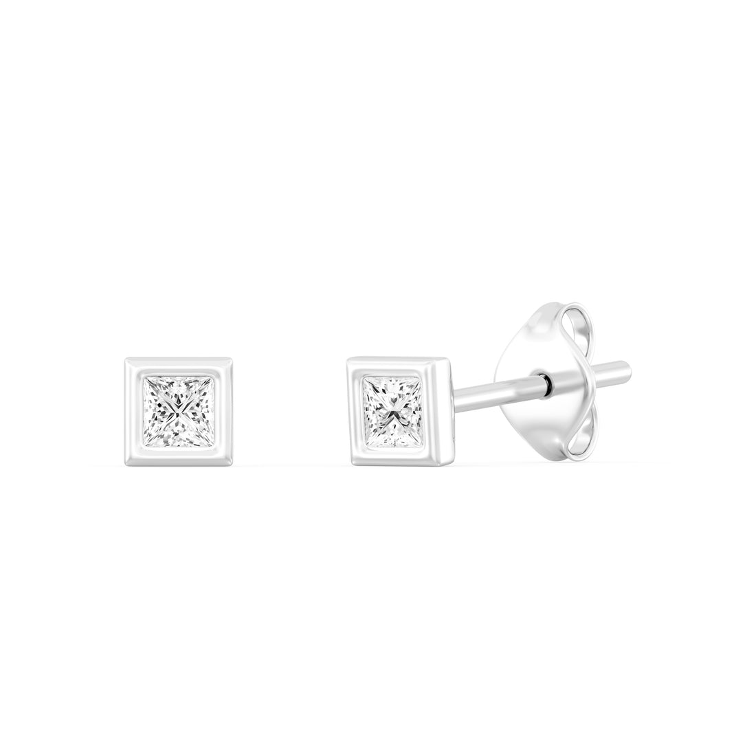 1/5.Carat Princess Cut Lab -Diamond Bazel Set Earring in Gold