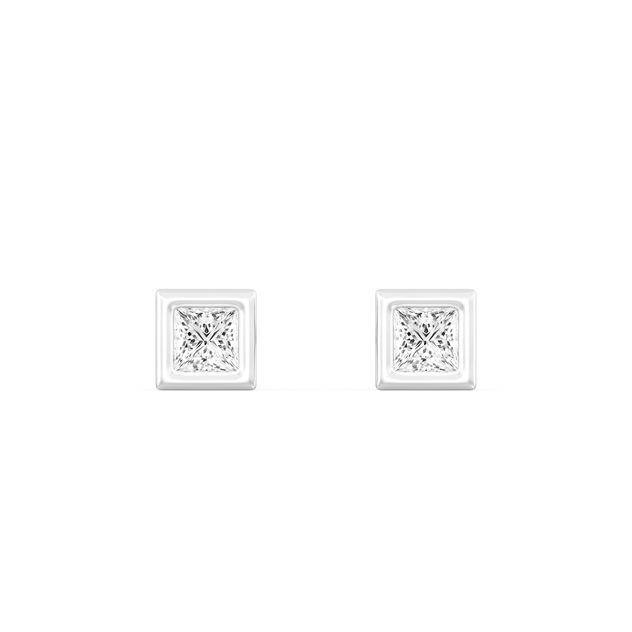 1/4.Carat Princess Cut Lab -Diamond Bazel Set Earring in  Gold
