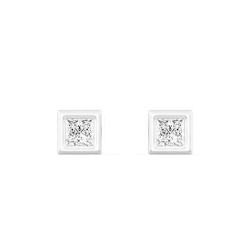 1/3.Carat Princess Cut Lab -Diamond Bazel Set Earring in Gold