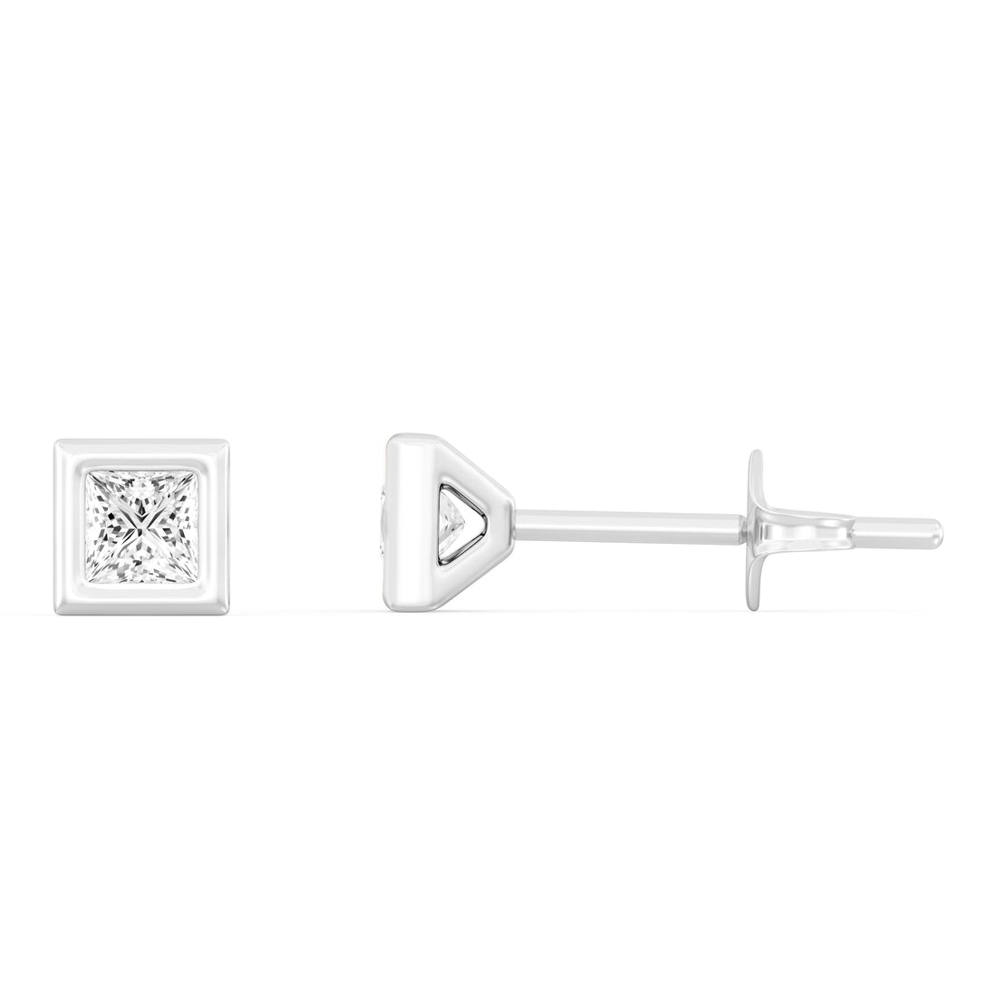 1/3.Carat Princess Cut Lab -Diamond Bazel Set Earring in Gold