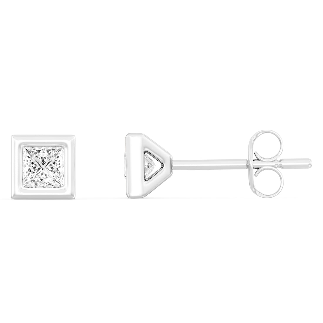 1/2.Carat Princess Cut Lab -Diamond Bazel Set Earring in Gold