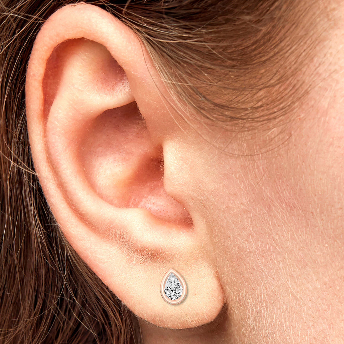 1/2 .Carat PEAR SHAPE Cut Lab -Diamond Bazel Set Earring in Gold