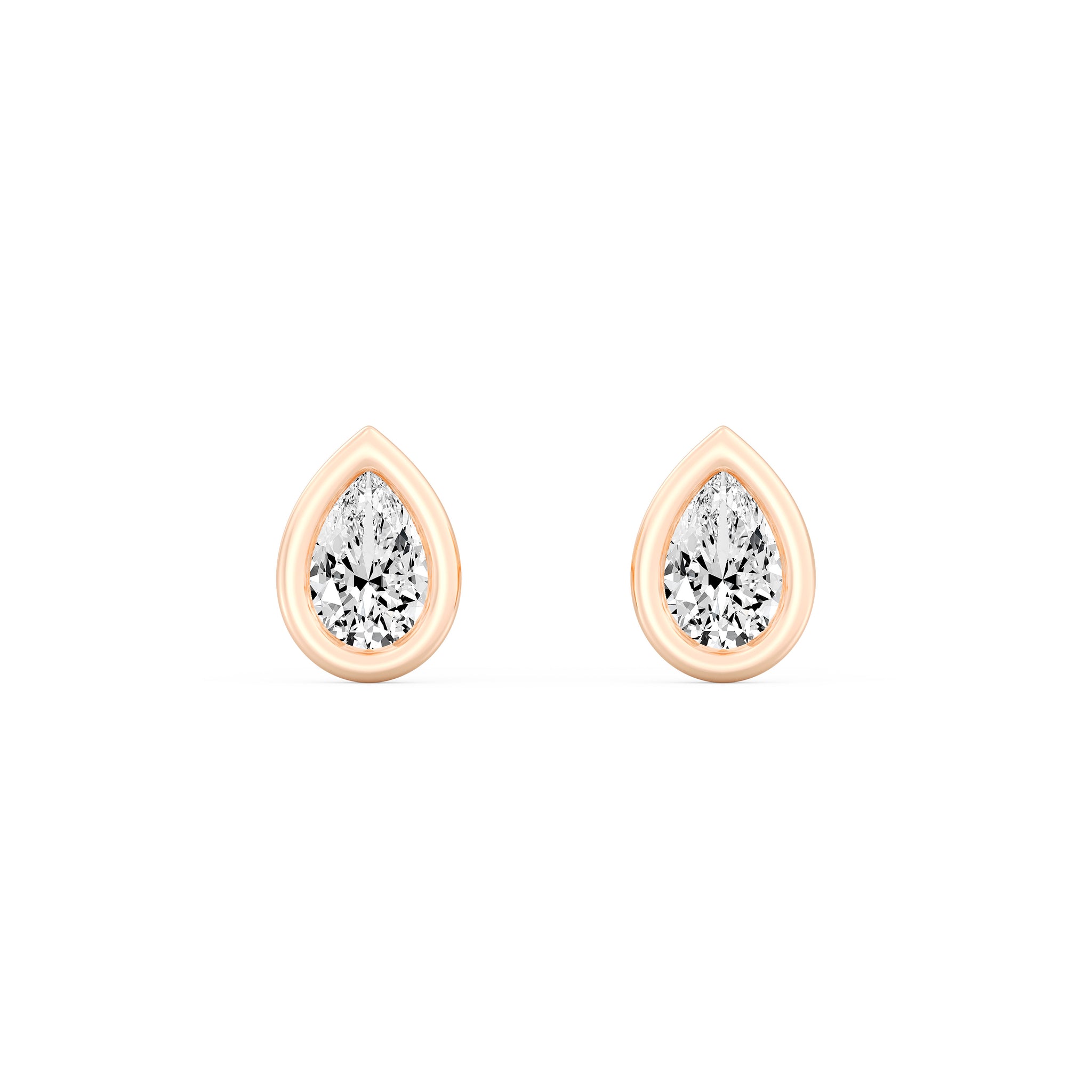 1/2 .Carat PEAR SHAPE Cut Lab -Diamond Bazel Set Earring in Gold