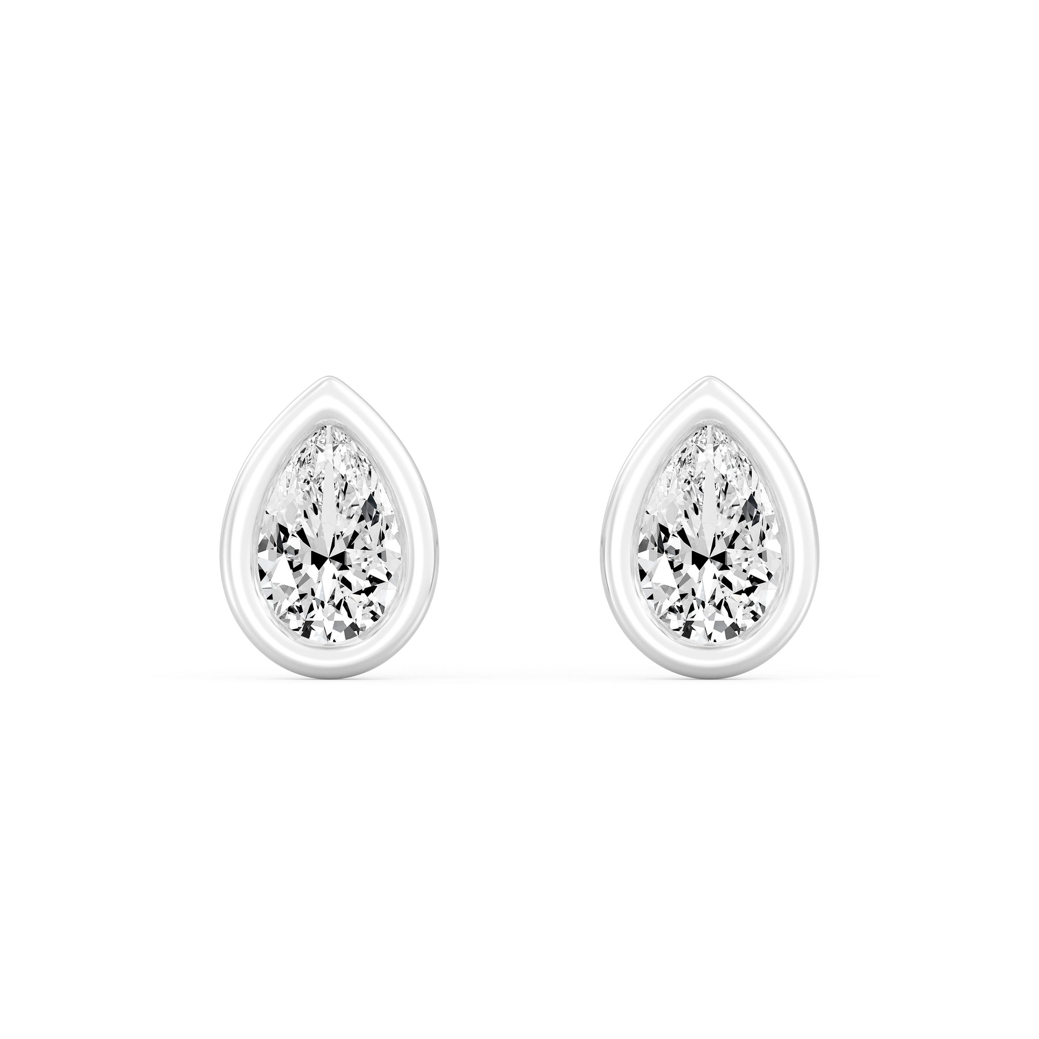 1.00 Carat PEAR SHAPE Cut Lab -Diamond Bazel Set Earring in Gold
