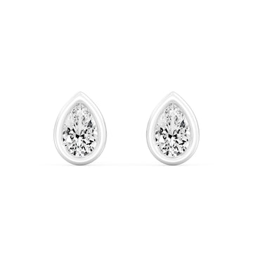 1.00 Carat PEAR SHAPE Cut Lab -Diamond Bazel Set Earring in Gold