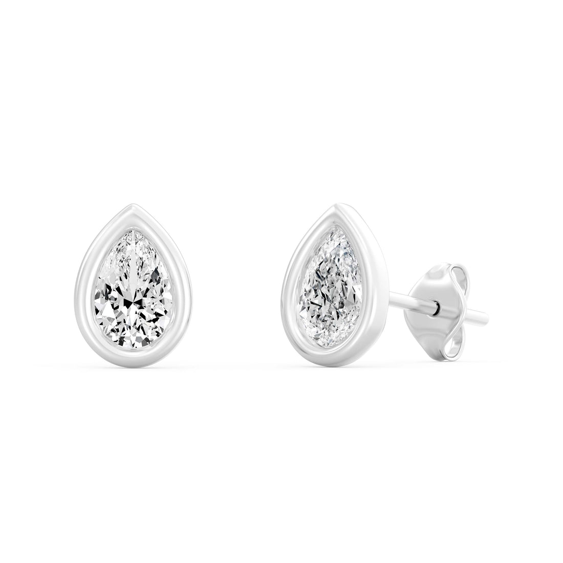1.00 Carat PEAR SHAPE Cut Lab -Diamond Bazel Set Earring in Gold