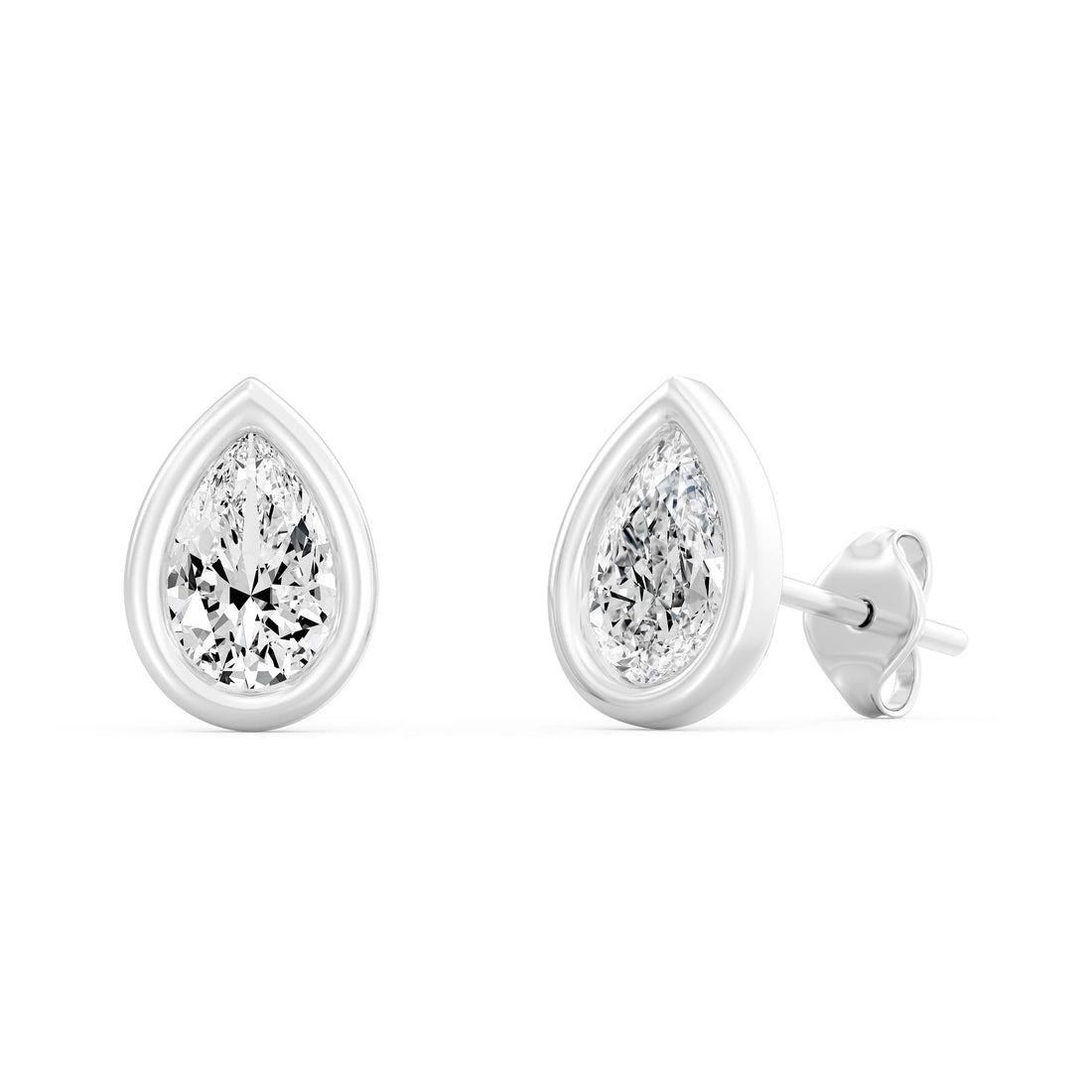 1.50 Carat PEAR SHAPE Cut Lab -Diamond Bazel Set Earring in Gold