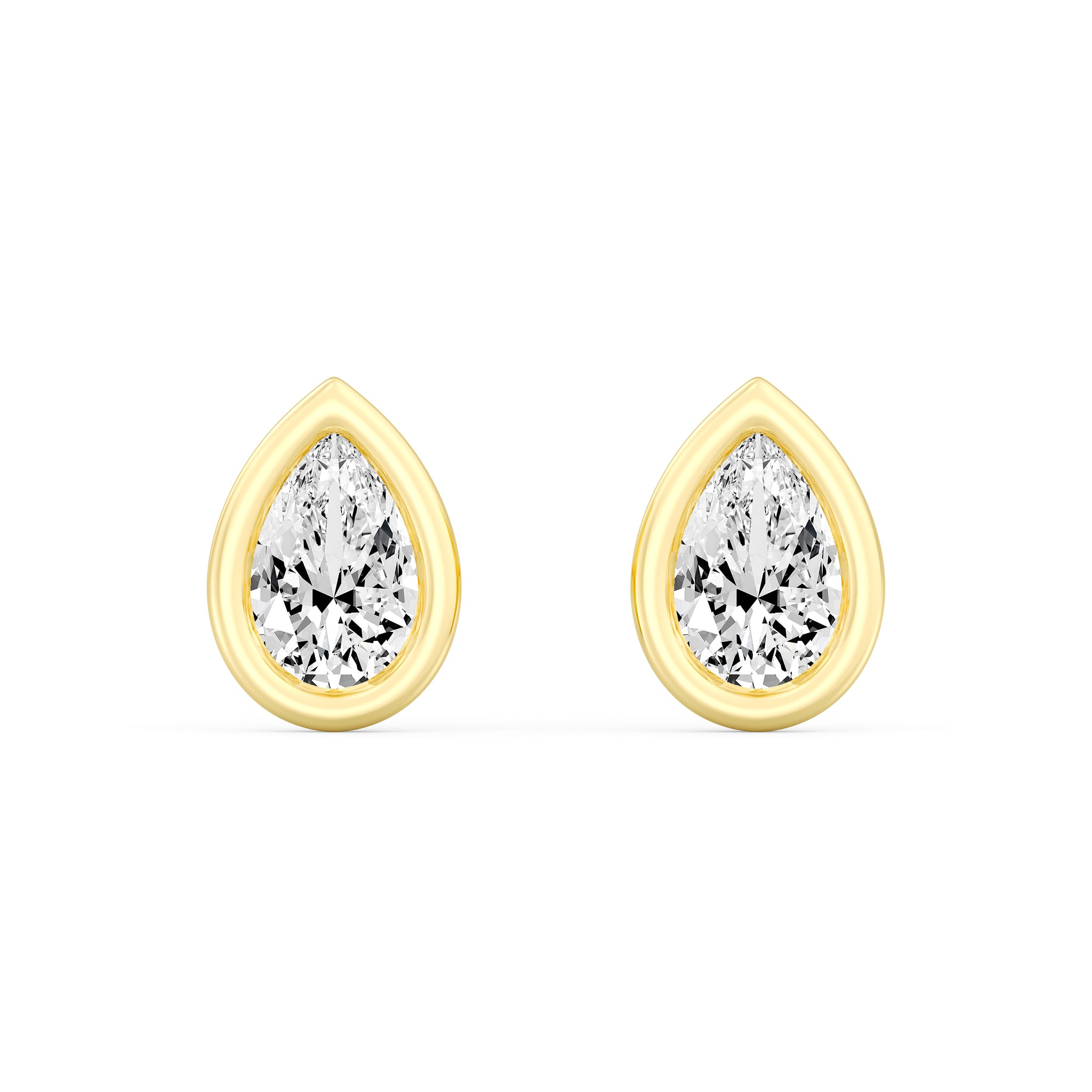 2.00  Carat PEAR SHAPE Cut Lab -Diamond Bazel Set Earring in Gold