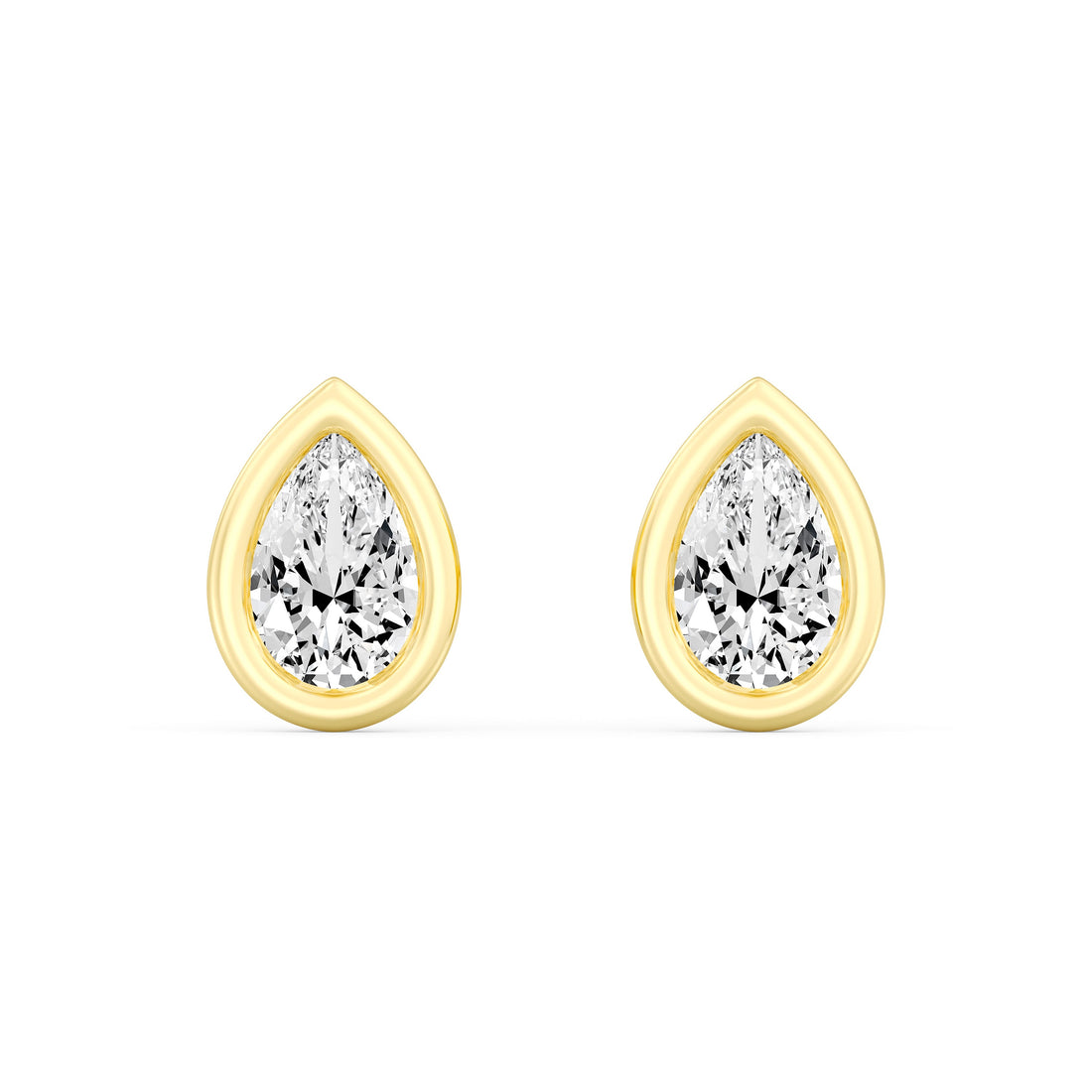 2.00  Carat PEAR SHAPE Cut Lab -Diamond Bazel Set Earring in Gold