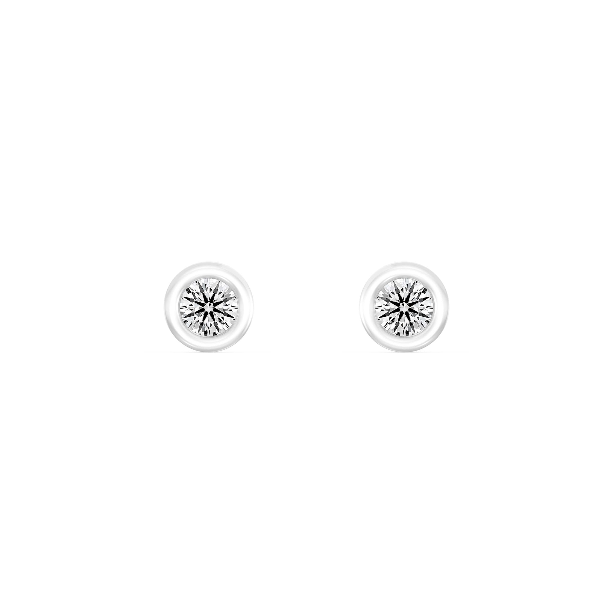 1/10 Carat ROUND SHAPE Cut Lab -Diamond Bazel Set Earring in Gold