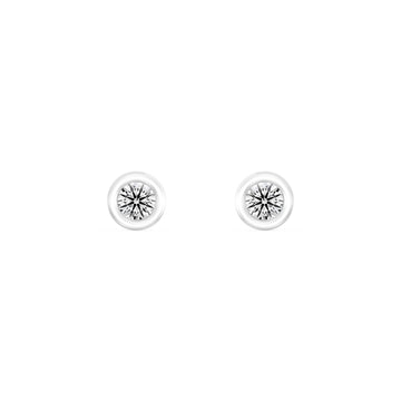 1/10 Carat ROUND SHAPE Cut Lab -Diamond Bazel Set Earring in Gold